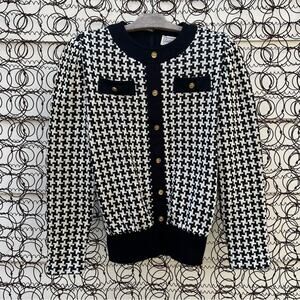 Vintage 60s Leslie Fay wool classic Hepburn houndstooth sweater knit blouse